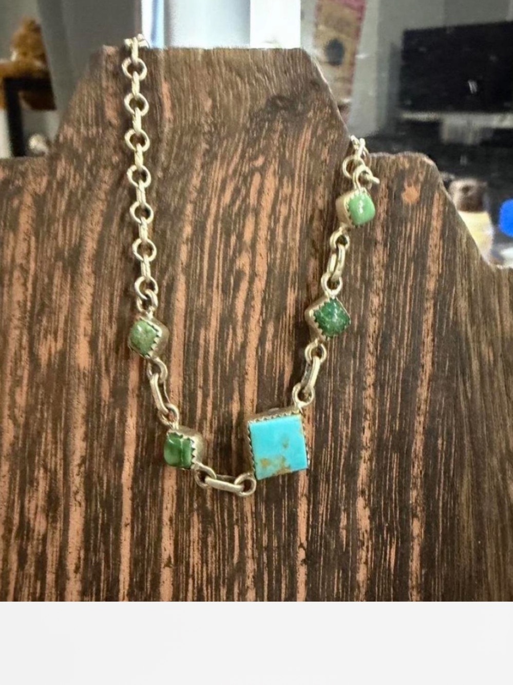 Kingman turquoise and emerald valley turquoise bracelet. 6-8"